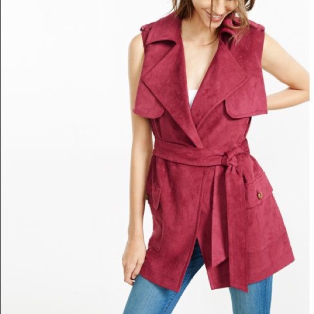 Express Sleeveless FauxSuede Trench coat Vest  S